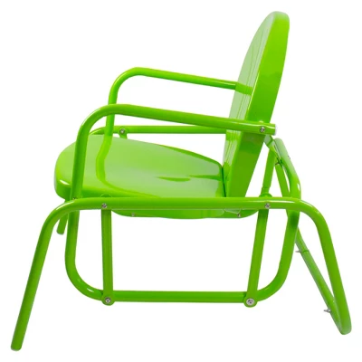 Northlight Outdoor Retro Metal Tulip Glider Patio Chair, Lime Green - Image 3