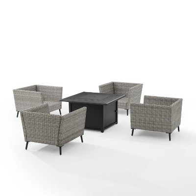 Richland 5pc Outdoor Wicker Conversation Set With Fire Table - Crosley - Image 7