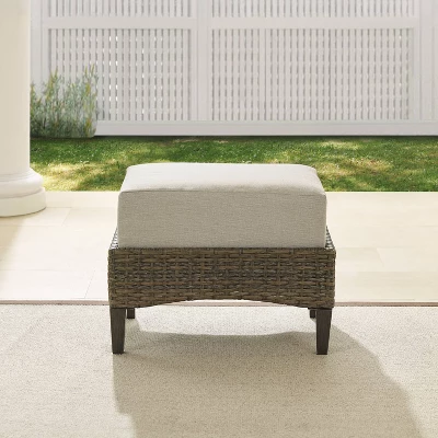 Rockport Outdoor Ottoman - Oatmeal/Light Brown - Crosley - Image 2