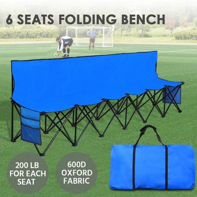Yaheetech 6 Seats Portable Folding Bench For Sports Camping - Image 7