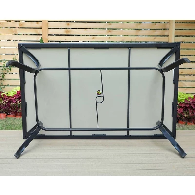 Patio Set With Steel Table With 1.57" Umbrella Hole & Steel Swivel Sling Arm Chairs - Captiva Designs - Image 9