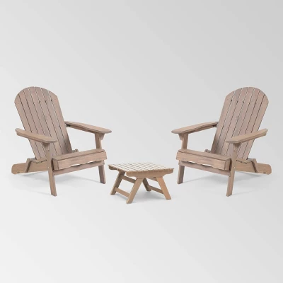 Malibu 3pc Acacia Wood Chat Set - Gray - Christopher Knight Home