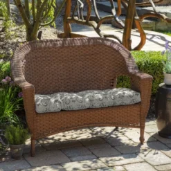 Arden Selections 16" X 41.5" Aurora Damask Outdoor Wicker Settee Neutral