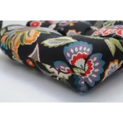 Set Of 2 Outdoor/Indoor Wicker Seat Cushions Telfair Midnight Black - Pillow Perfect