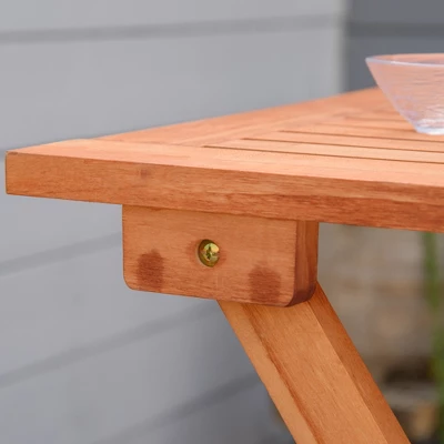 Outsunny 3 Piece Folding Patio Bistro Set, Wooden Outdoor Chairs And Table Set, Garden Dining Furniture For Poolside, Balcony, Teak - Image 5