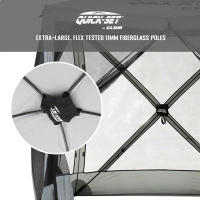 CLAM Quick-Set Traveler Portable Pop Up Outdoor Camping Gazebo Sided Canopy Shelter With Ground Stakes And Carrying Bag - Image 2