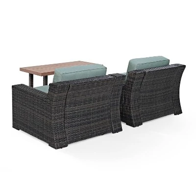 Beaufort 3pc Outdoor Wicker Seating Set With Coffee Table - Mist - Crosley - Image 7