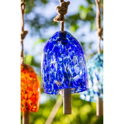Evergreen Art Glass Speckle Deep Blue Bell Chime - Image 2