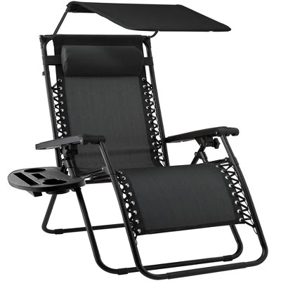 Best Choice Products Folding Zero Gravity Recliner Patio Lounge Chair W/ Canopy Shade, Headrest, Tray - Image 8