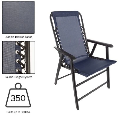 Pure Garden Folding Lounge Chairs β Portable Camping Or Lawn Chairs, Navy, Set Of 2 - Image 2