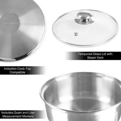 Hastings Home 6-Cup Double Boiler With Vented Glass Lid And Measurements - Image 2