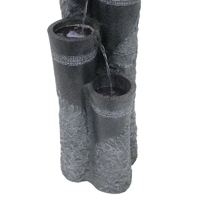 Sunnydaze Decor Sunnydaze 41"H Electric Polystone 4-Tier Staggered Pillars Outdoor Water Fountain With LED Lights - Image 4