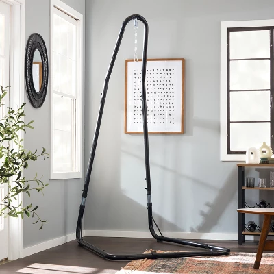 Jomeed Lightweight Adjustable Portable Hanging Heavy Duty Steel Hammock Chair Seat Stand For Indoor Or Outdoors, Stand Only, Black - Image 2