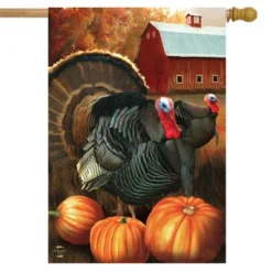 Autumn Turkeys House Flag Fall Nature Tom 28" X 40" Briarwood Lane