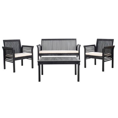 Carson 4pc Outdoor Set - Black/White - Safavieh