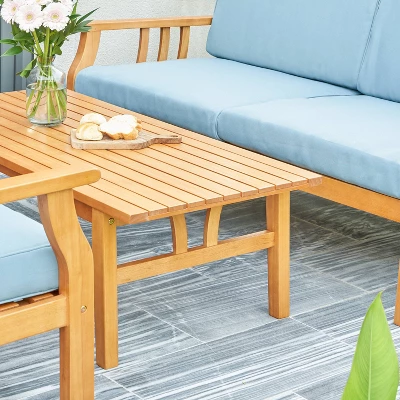 Kapalua 4pc Honey Nautical Eucalyptus Wooden Patio Sofa Set - Vifah - Image 7