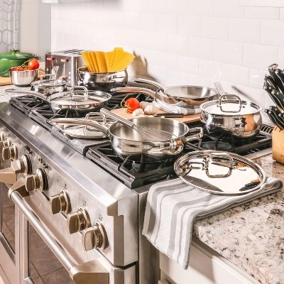 BergHOFF Belly Shape 18/10 Stainless Steel Skillet With Stainless Steel Lid - Image 3