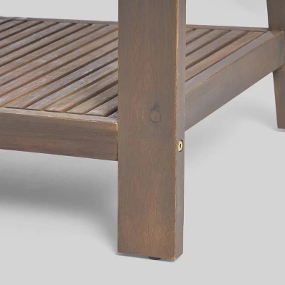 2pc Grenada Acacia Wood Patio Chat Set With Sunbrella Cushions Gray/Navy - Christopher Knight Home - Image 5