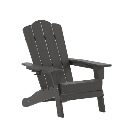 Emma And Oliver Adirondack Chair With Cup Holder, Weather Resistant HDPE Adirondack Chair - Image 12