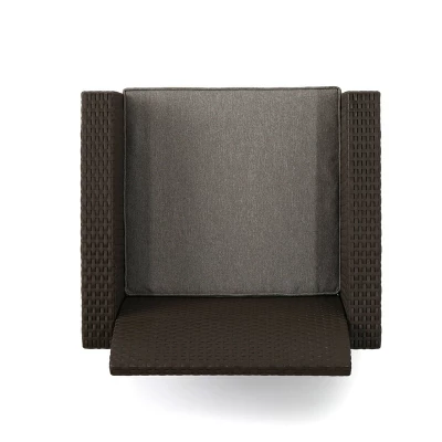 Bedrock 3pc Faux Wicker Chat Set With Fire Pit - Brown/Beige - Christopher Knight Home - Image 7