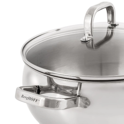 BergHOFF Belly Shape 18/10 Stainless Steel 9.5" Stockpot With Glass Lid 5.5Qt. - Image 2