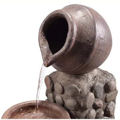 Teamson Home Outdoor Cascading Stacked Pot Waterfall Fountain, Gray - Image 4