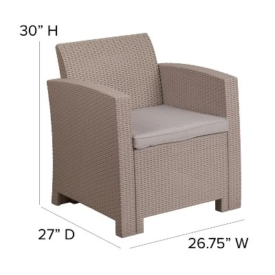 Merrick Lane Outdoor Furniture Resin Chair Faux Rattan Wicker Pattern Patio Chair With All-Weather Cushion - Image 9
