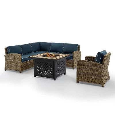 Bradenton 5pc Outdoor Wicker Seating With Fire Table - Crosley - Image 6