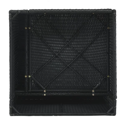 7pc Wicker Patio Seating Set With Cushions & Striped Pillows - Gray - GODEER - Image 11