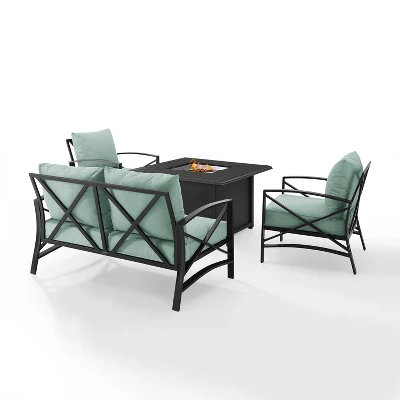 Kaplan 4pc Outdoor Conversation Set With Dante Fire Table - Mist - Crosley - Image 2