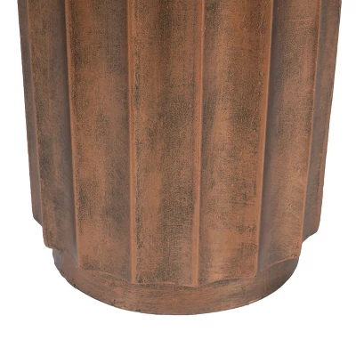 LuxenHome Weathered Copper Cement Indoor Outdoor Round Side Table - Image 5