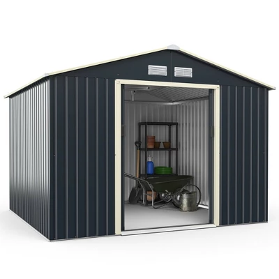 Costway Outdoor Tool Storage Shed Large Utility Storage House W/ Sliding Door - Image 9