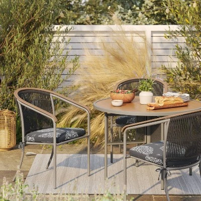 5' X 7' Striped Tapestry Outdoor Rug Charcoal Gray - Threshold™