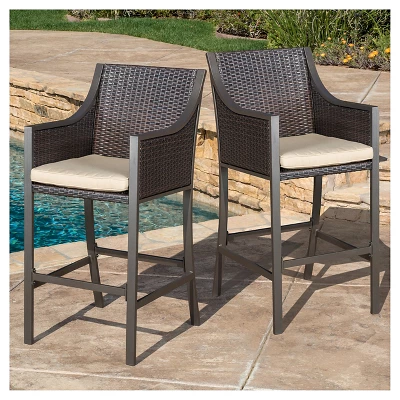 Riga Set Of 2 Bar Stool - Brown - Christopher Knight Home