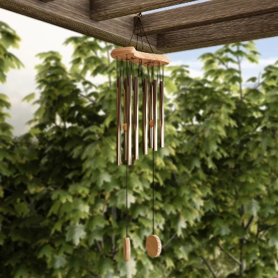 Metal And Wood Wind Chimes - 34.5-Inch Tuned Metal Chimes - Soothing Tones For Garden, Patio, Porch, Or Outdoor Decor By Nature Spring (Bronze Finish) - Image 4