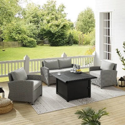 Bradenton 4pc Wicker Seating Set With Fire Table - Crosley - Image 7