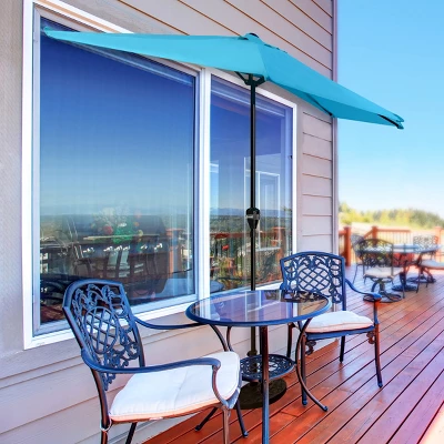 Nature Spring 9' Half-Round Patio Umbrella - Brilliant Blue - Image 5