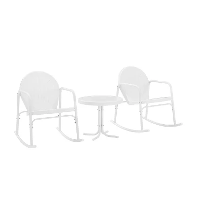 Griffith 3pc Outdoor Rocking Chair Set - White - Crosley - Image 3