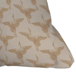 Iveta Abolina Pecan Cranes Cream Outdoor Throw Pillow Brown - Deny Designs
