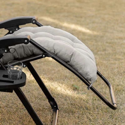 Outsunny Padded Zero Gravity Chair, Folding Recliner Chair, Patio Lounger With Cup Holder, Cushion For Outdoor, Patio, Deck, And Poolside, Gray - Image 5