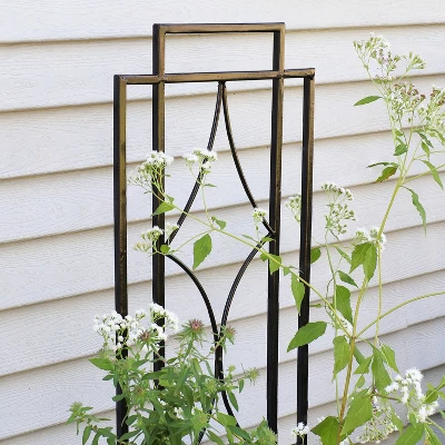 Sunnydaze Decorative Steel Metal Chic Diamonds Design Garden Trellis - Black - 2-Pack - Image 4