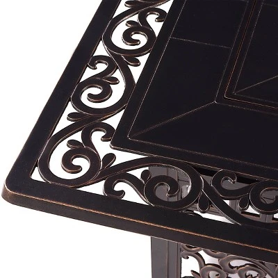 Oakland Living 5pc Deep Seating Swivel Aluminum Outdoor Patio Fire Pit Dining Set Copper - Image 8