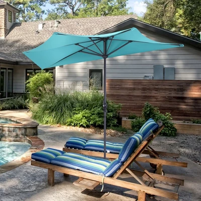 Costway 9Ft Half Round Umbrella Patio Bistro Wall Balcony Door Window Sun Shade - Image 8