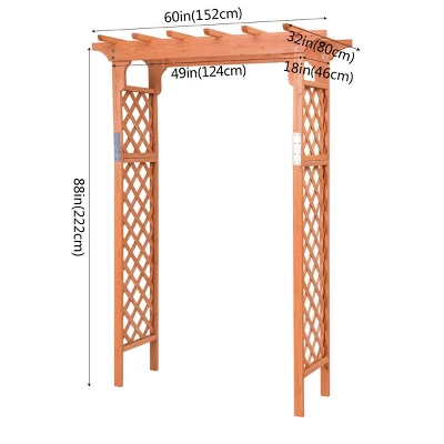 Costway Arbor Over 7FT High Wooden Garden Arch Trellis Pergola Outdoor Patio Plant
