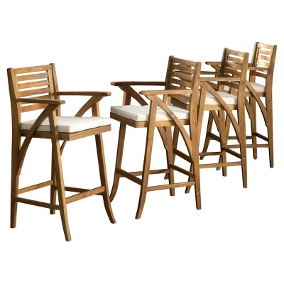 Hermosa 4pk Acacia Wood Patio Barstools - Christopher Knight Home - Image 6