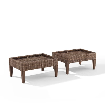Capella 2pk Outdoor Wicker Ottomans - Cream/Brown - Crosley - Image 6