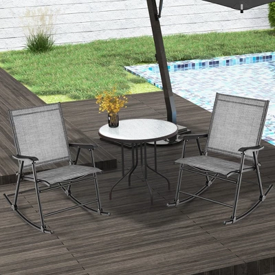 Costway 2pcs Patio Folding Rocking Chair Heavy-Duty Metal Frame Rockers Outdoor - Image 3