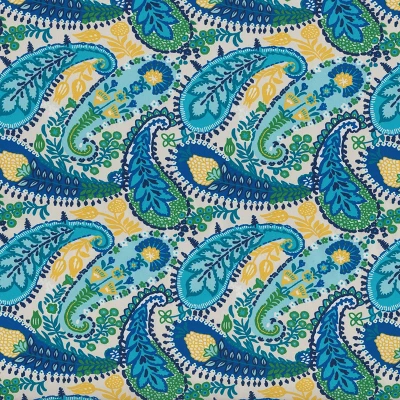 25" Outdoor/Indoor Floor Pillow Amalia Paisley Blue - Pillow Perfect - Image 3