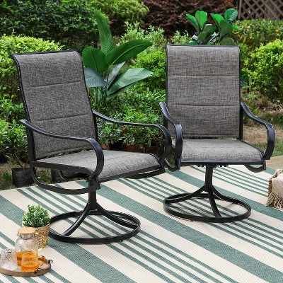 Patio Set With Steel Table With 1.57" Umbrella Hole & Steel Swivel Sling Arm Chairs - Captiva Designs - Image 11