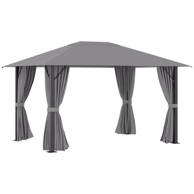 Outsunny 13' X 10' Patio Gazebo Outdoor Canopy Shelter With Sidewalls, Vented Roof, Aluminum Frame For Garden, Lawn, Backyard And Deck - Image 6